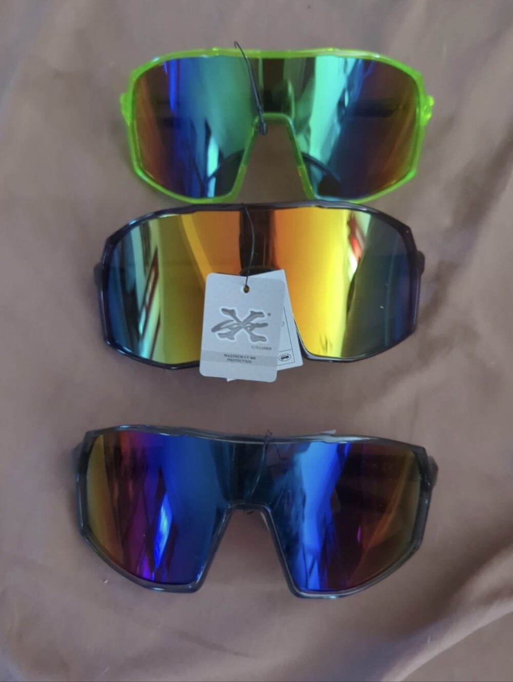 X Loop Men’s Mirrored Shield Sunglasses - Blue/Green Lensx